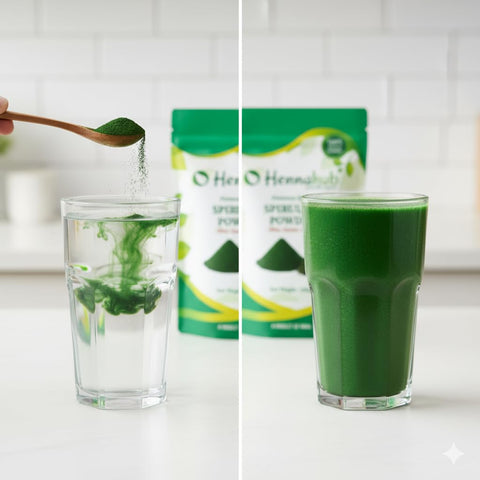 Hennahub Spirulina Powder (Food Grade) 100gm Pack  | Blue-Green Algae Superfood | Vegan Protein