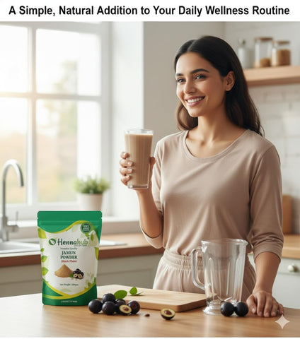 Hennahub Jamun Seed Powder (Food Grade) 100gm Pack | 100% Natural Syzygium cumini Seed Powder | Plant-Based Ingredient for Smoothies & Juices