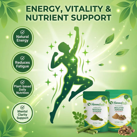 Hennahub Advanced Immunity Booster Combo | Giloy, Tulsi, Moringa, Mulethi Powder & Raw Dried Amla | Pack of 5 |  Energy, Antioxidants & Natural Immunity | Ayurvedic Wellness Pack