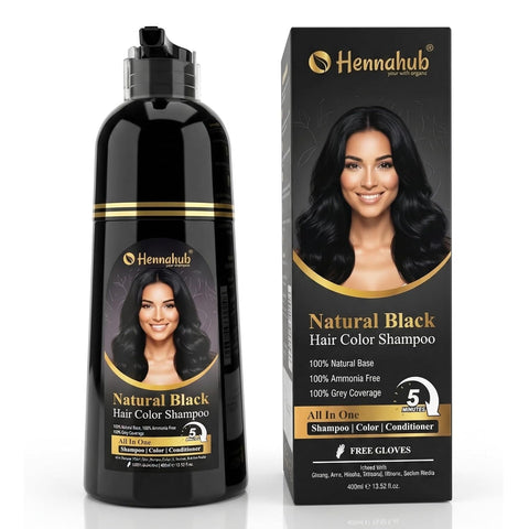 Natural Black Hair Colour Shampoo 400ml | Hair Dye with Conditioner