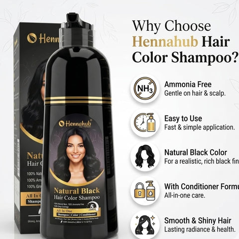Natural Black Hair Colour Shampoo 400ml | Hair Dye with Conditioner