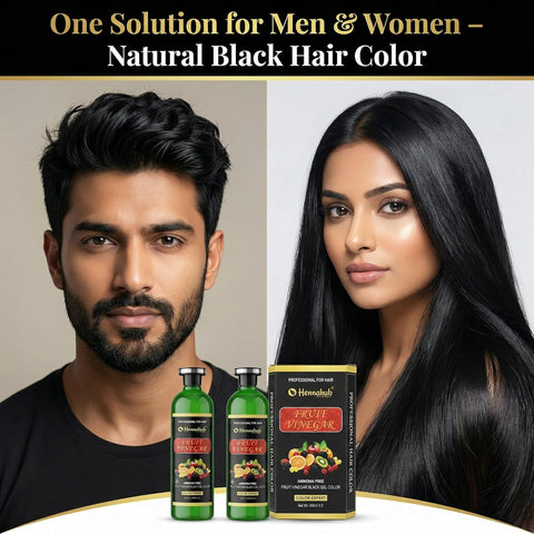 Fruit Vinegar Gel Natural Hair Black Color for Both Men, Women (500ml x 2) - with Gloves